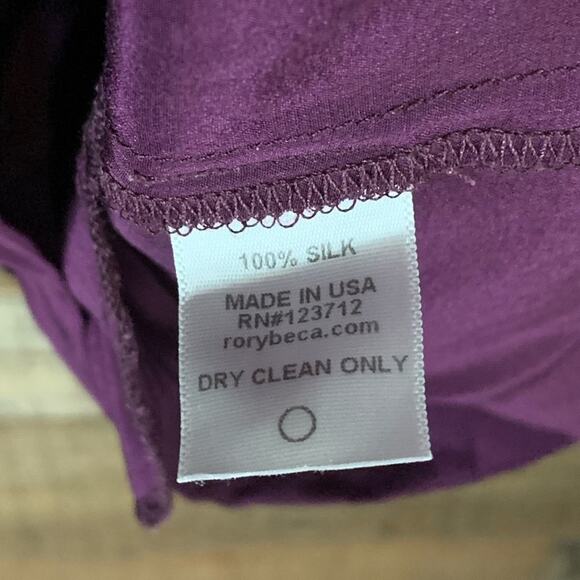 Rory Beca 100% Silk Purple Wrap Romper Short Sleeve Shorts Size Medium - Picture 11 of 13